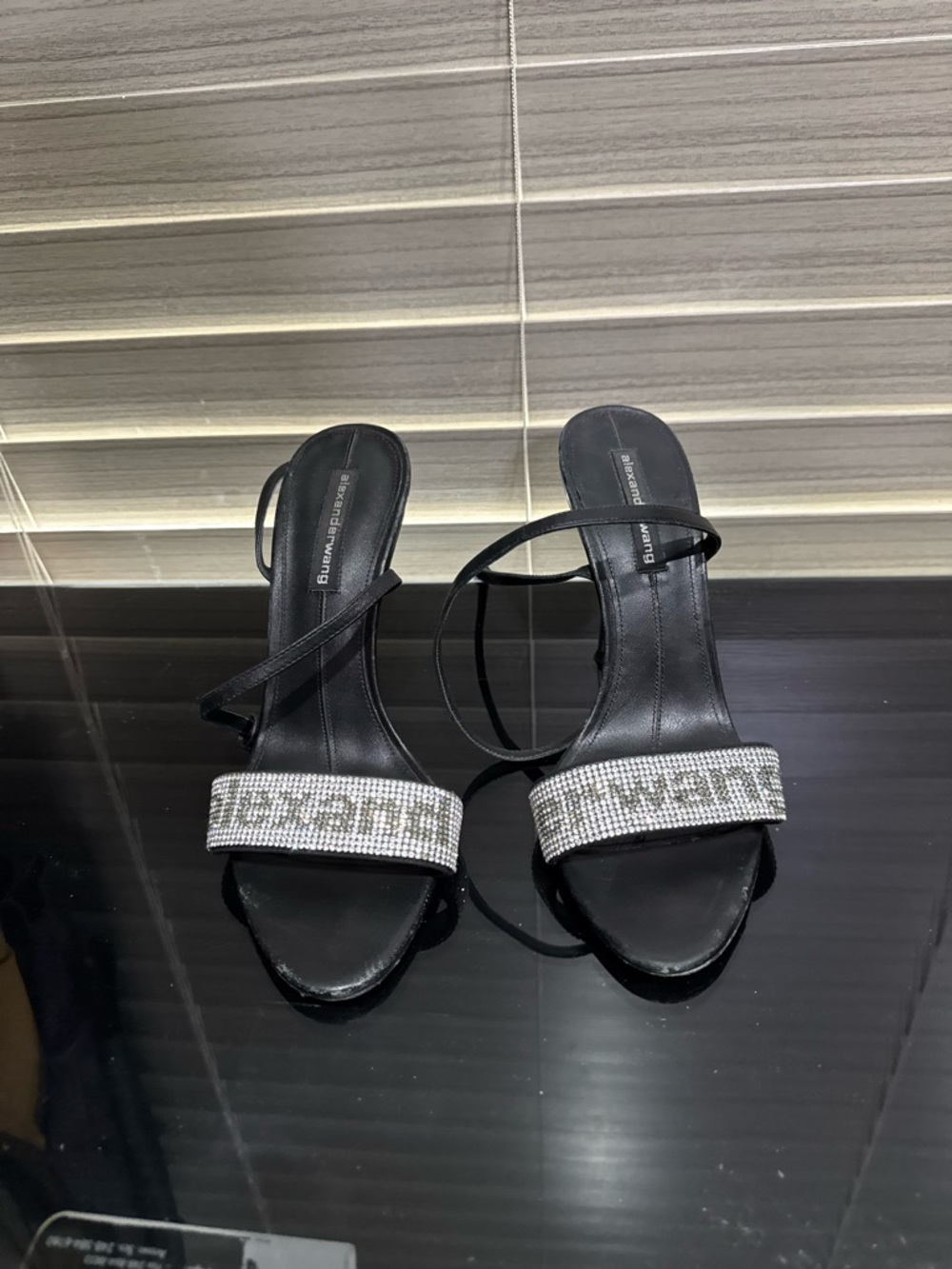 Alexander Wang Black Crystal-Embellished Strappy Heeled Sandals